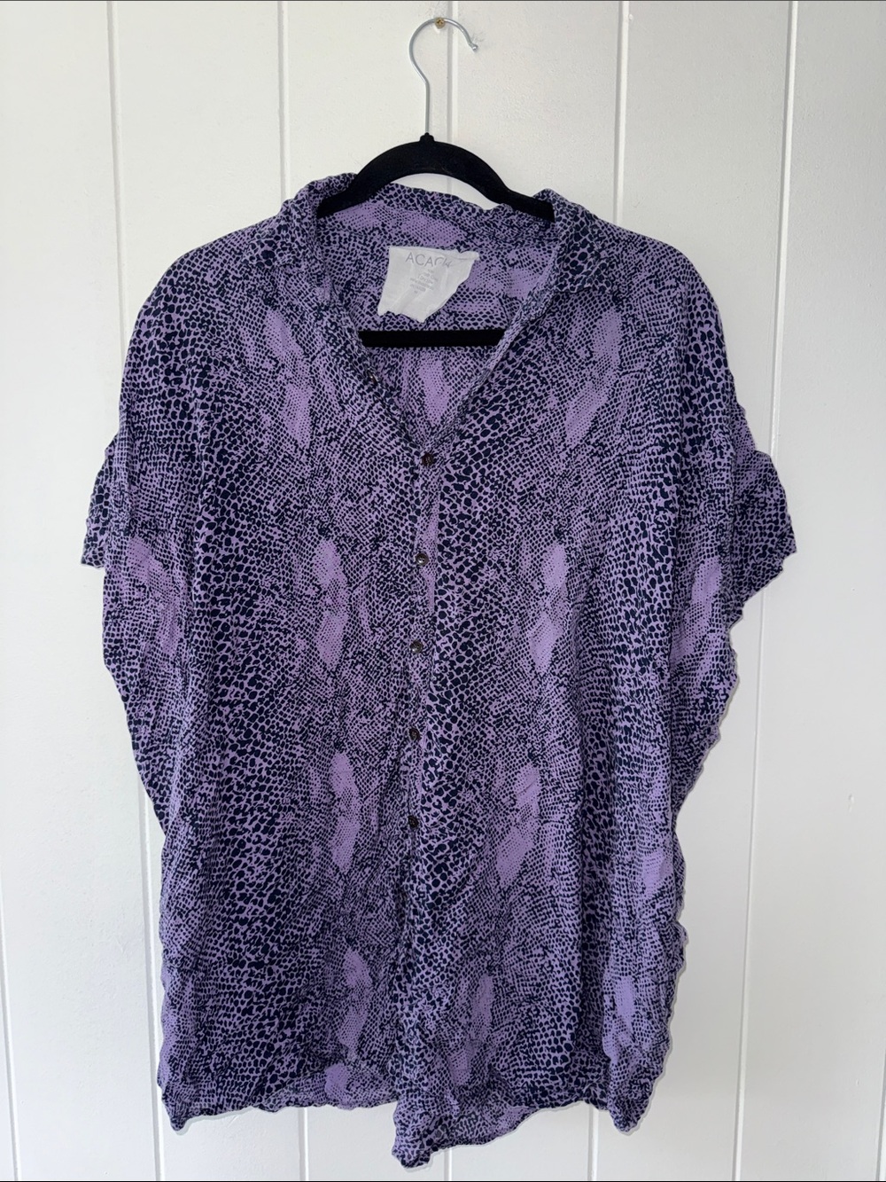 Acacia swimwear Purple Printed Short-Sleeve Button-Down Shirt